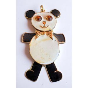 Vintage Art Panda Bear Pendant Charm Dangle Moving Dancing